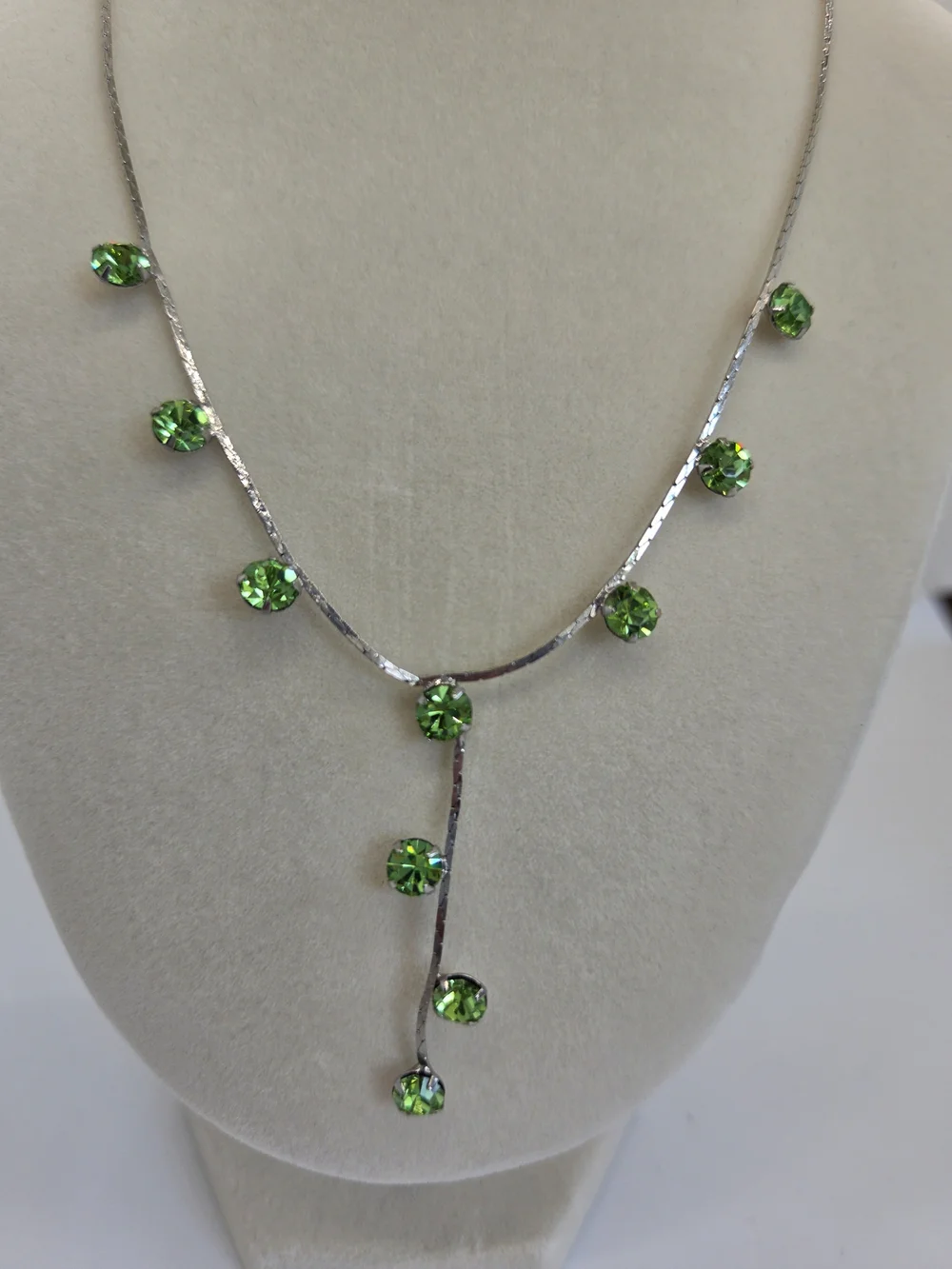 Green Crystal Drop Necklace and Earrings Set